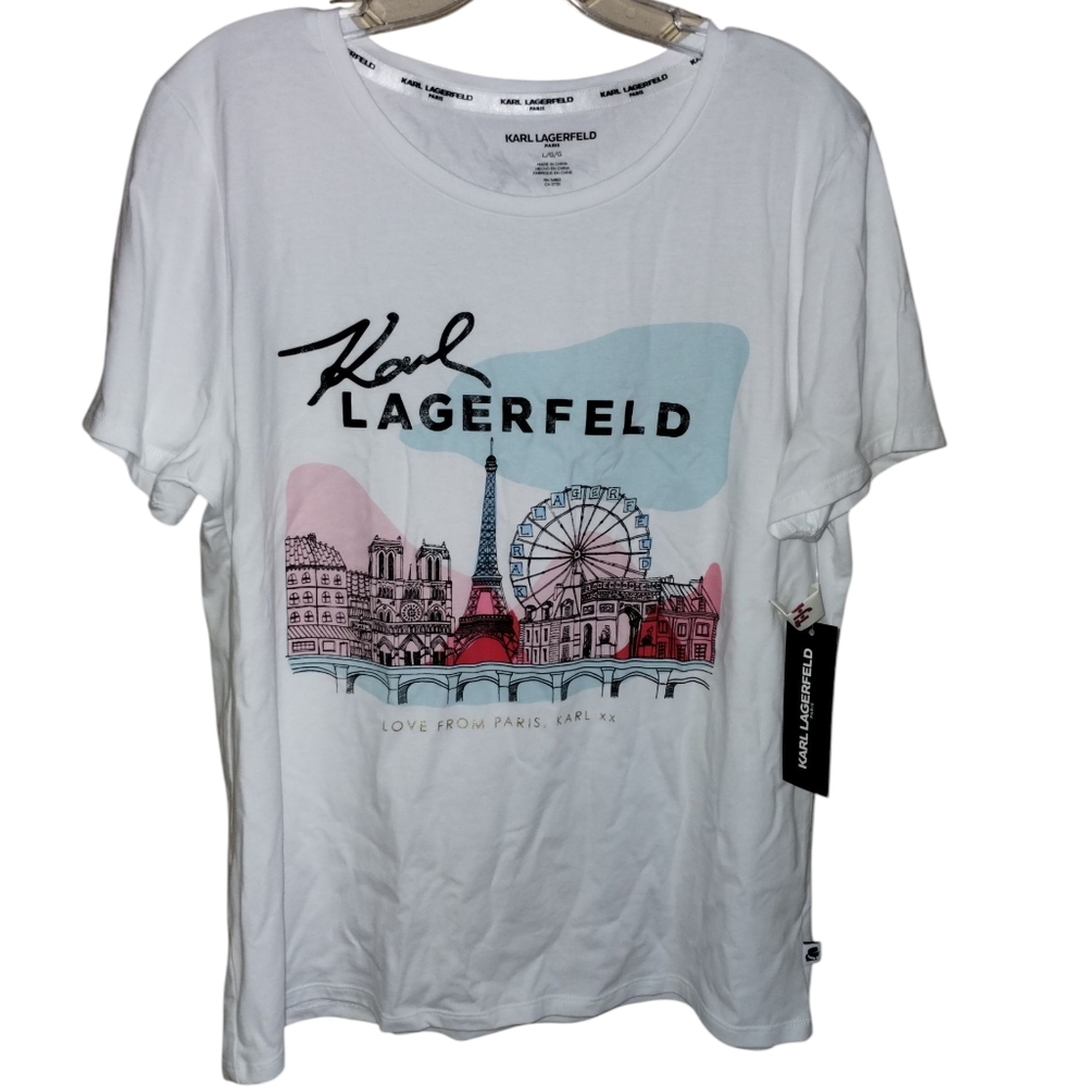 Karl Lagerfeld Paris T-shirt L White NWT